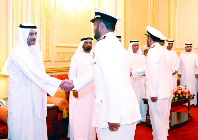 "■ حمد الشرقي لدى استقباله المهنئين بالشهر الفضيل | وام"