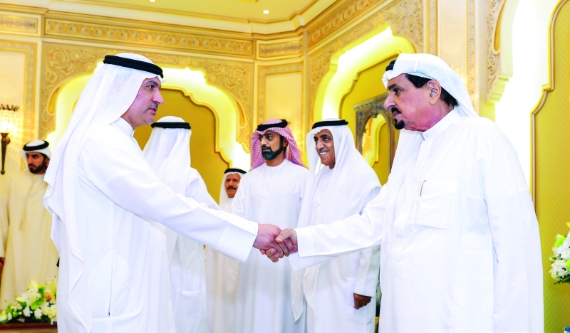 "■ حميد النعيمي يتقبل التهاني بحضور عمار بن حميد"