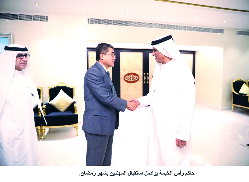 "■ سعود بن صقر يتقبل تهاني الشهر الفضيل"