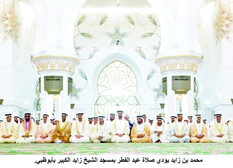 "■محمد بن زايد وسيف وسرور بن محمد وهزاع وسعيد ونهيان وسيف وطحنون ومنصور بن زايد ومحمد آل حامد ونهيان بن مبارك وراشد بن حمدان | تصوير: ريان كارتر"