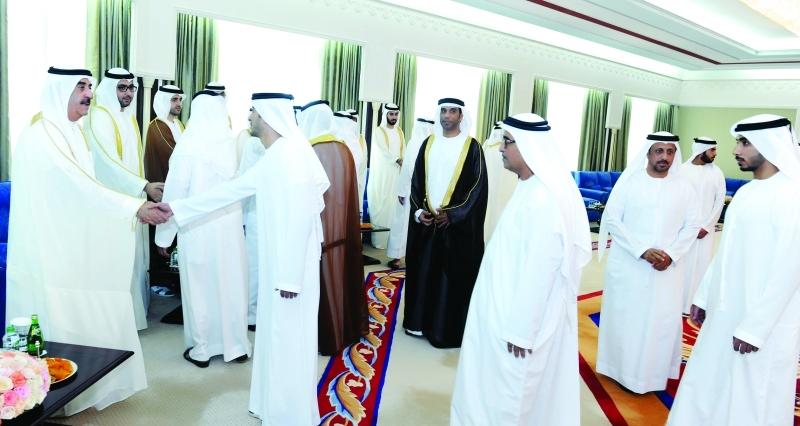 "■ سعود المعلا خلال استقبال المهنئين"