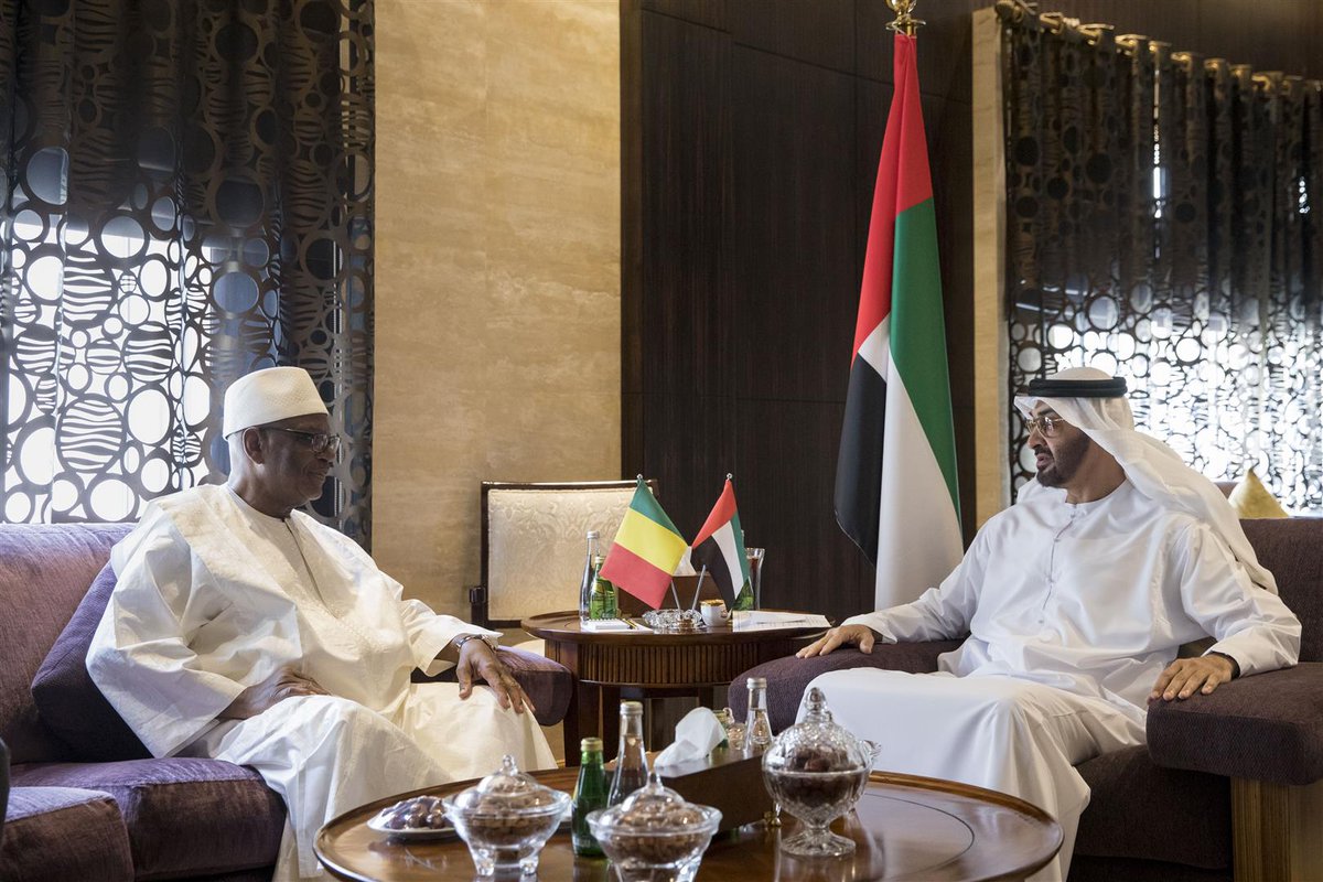 محمد بن زايد يستقبل رئيس مالي ويبحث معه تعزيزعلاقات الصداقة والتعاون