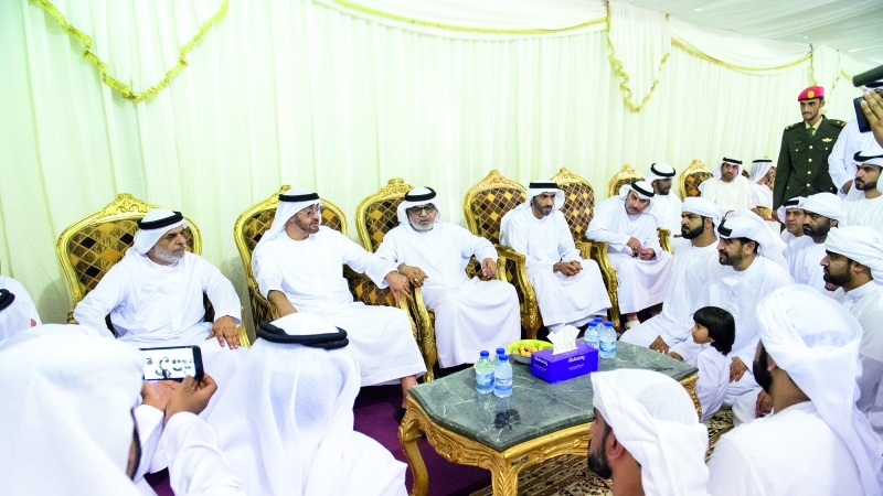 "■ محمد بن زايد ونهيان بن زايد يعزيان أسرة الشهيد سمير البلوشي"