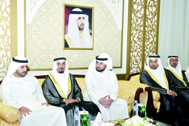 "مكتوم وأحمد بن محمد خلال حضورهما حفل الاستقبال"