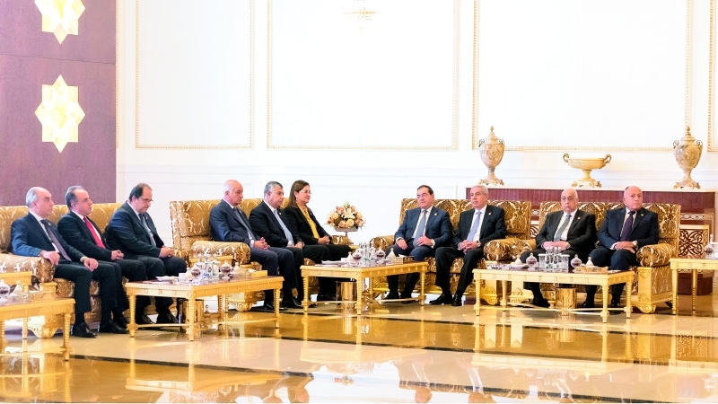 "■ الوفد المصري خلال اللقاء"