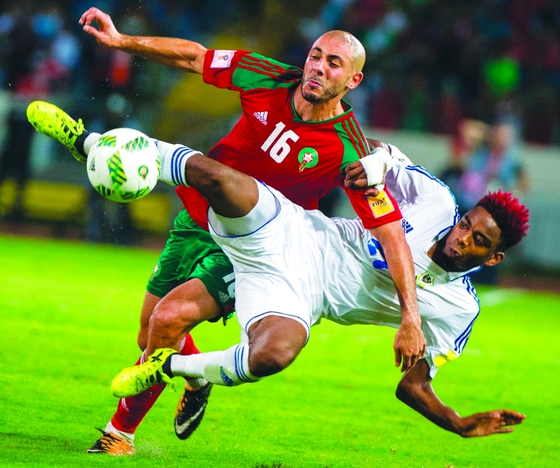 "■ خلال مباراة المغرب أمام الغابون | أ ف ب"
