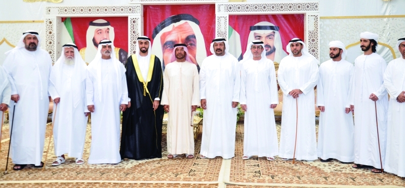 "■سرور بن محمد وسعيد بن محمد ونهيان بن مبارك خلال الحفل | وام"