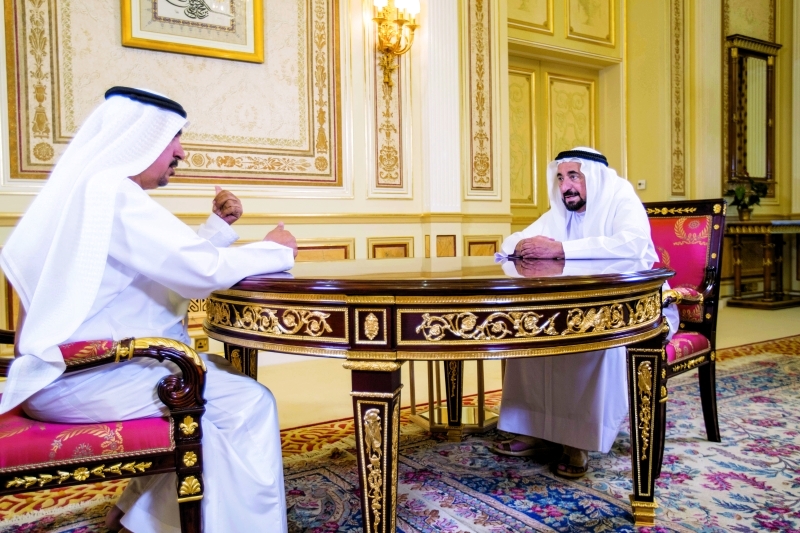 "■سلطان القاسمي خلال حواره التلفزيوني مع راشد المزروعي | من المصدر"