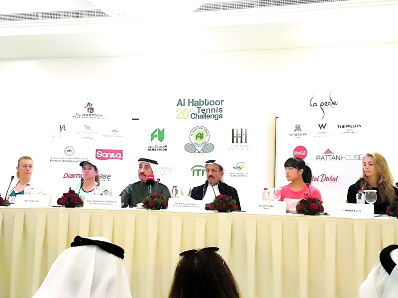 "■ حشر مكتوم آل مكتوم وخلف الحبتور خلال مؤتمر البطولة | البيان"