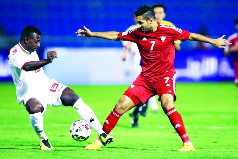 "خلال مباراة منتخب الامارات مع منتخب عمان في كأس الخليج 22 بالرياض , نوفمبر 14 2014 تصوير سالم خميس"