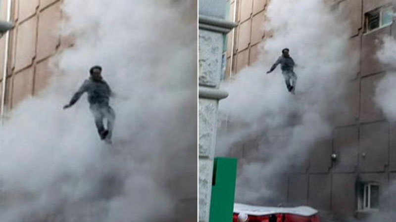 سوبرمان يقفز من الطابق الـ 8 وينجو من حريق قاتل