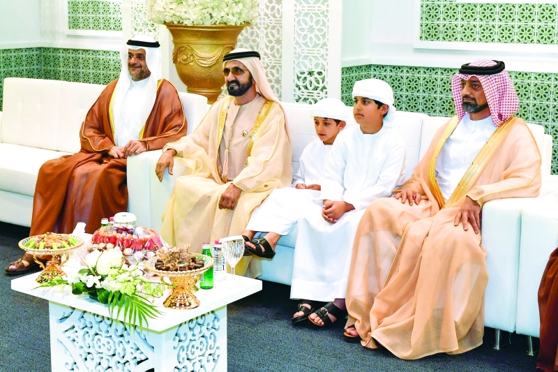 "محمد بن راشد وسلطان بن محمد بن سلطان وعمار النعيمي ومحمد وحمدان بن منصور بن زايد"