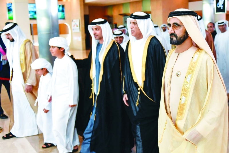 "محمد بن راشد وسعود بن صقر وحمدان بن محمد وهزاع بن زايد ومحمد وحمدان بن منصور"