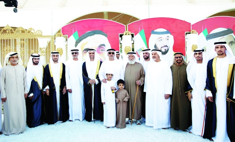 "سيف بن زايد خلال حضوره حفل الاستقبال"