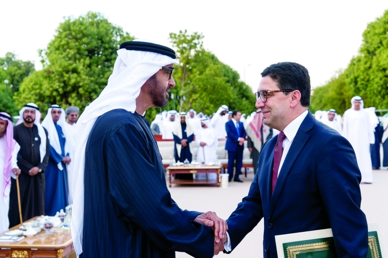 "Ⅶ محمد بن زايد خلال استقباله ناصر بوريطة"