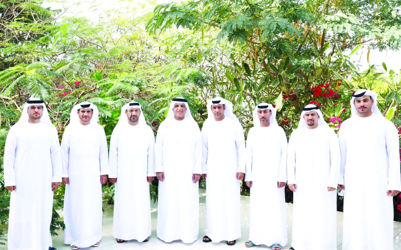 "■ سعود بن صقر خلال استقباله وفد اتحاد الجوجيتسو | وام"