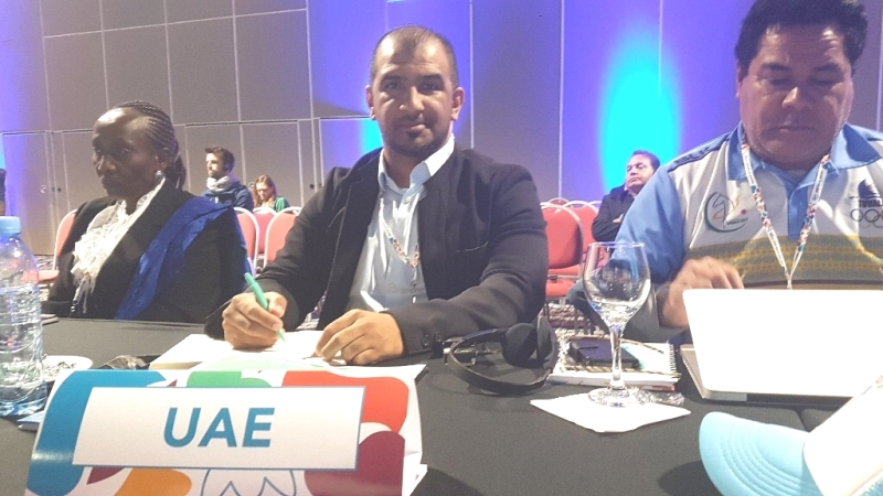 "احمد الطيب خلال حضور اجتماعات الدورة الأولمبية للشباب من المصدر"