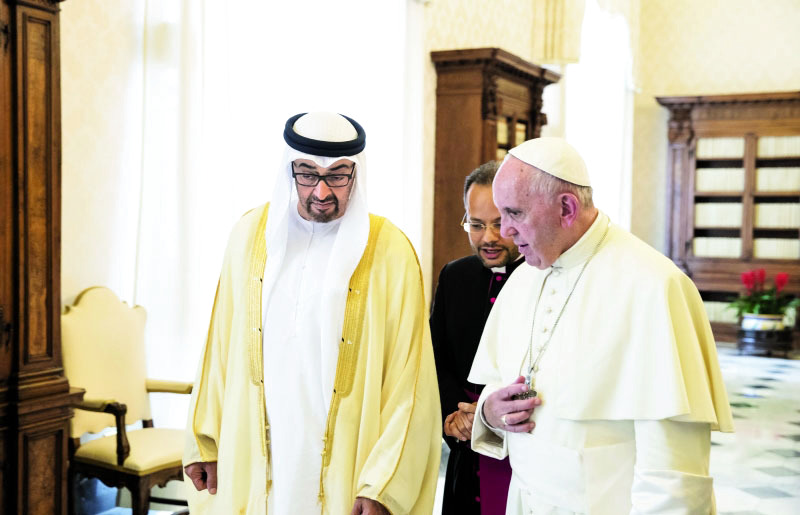 محمد بن زايد: نرحّب برجل المـحبـة البابا فرنسيس فـي «دار زايد»