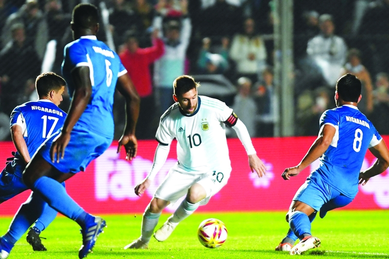 "ميسي تلاعب بدفاع نيكاراغوا | أ ف ب"