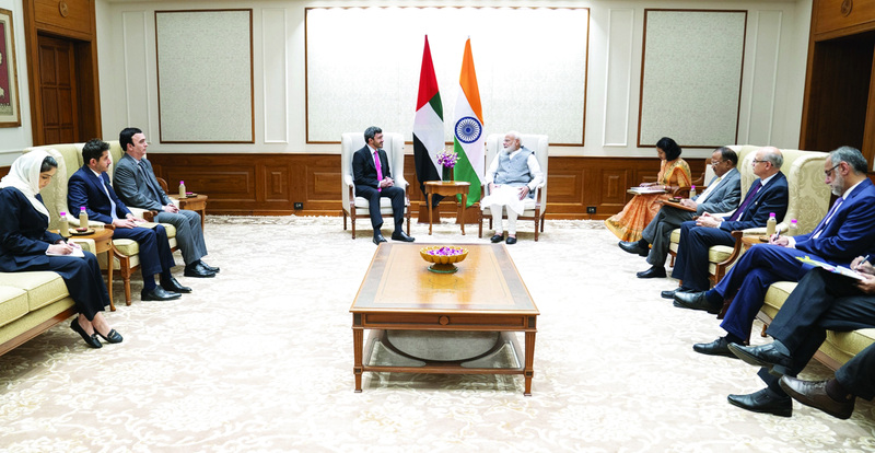 "Ⅶ ناريندرا مودي خلال استقبال عبدالله بن زايد  |  وام"