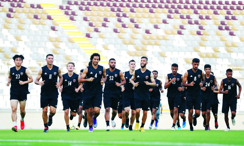 "لاعبو الوحدة خلال تدريباتهم | البيان"