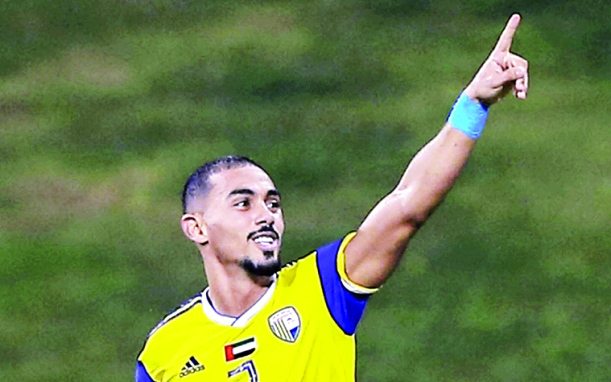 "محمد سيف يحتفل بهدفه في مرمى عجمان | البيان"