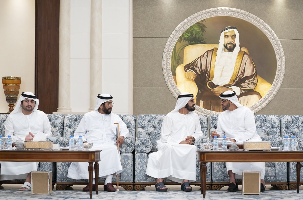 محمد بن زايد يتقبل تعازي محمد بن راشد ورئيس الشيشان بوفاة سلطان بن زايد