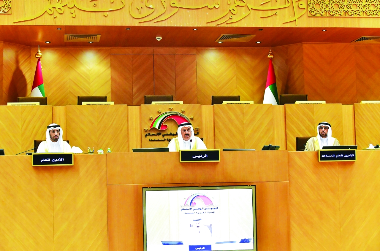 "صقر غباش مترئساً جلسة المجلس الوطني الاتحادي | وام"