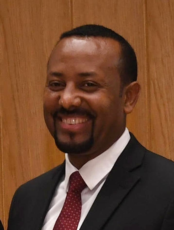 "آبي أحمد - رئيس وزراء إثيوبيا، والحائز جائزة نوبل للسلام في عام 2019."