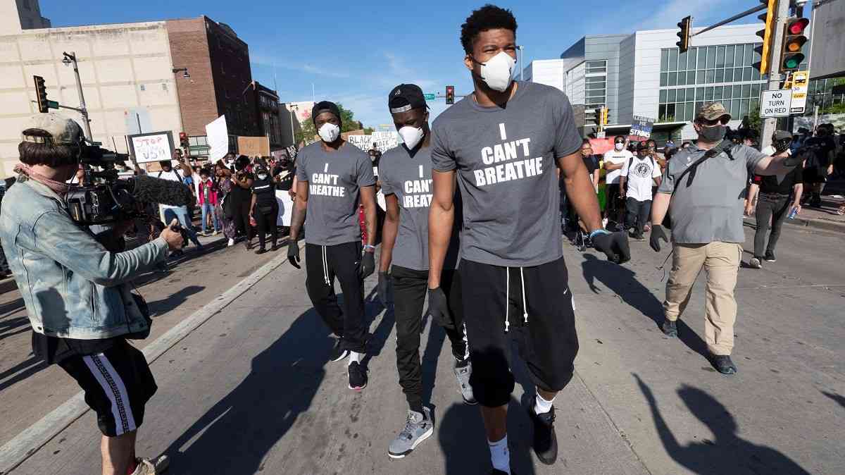 NBA من أجل جورج فلويد مسيرة احتجاج من نجوم