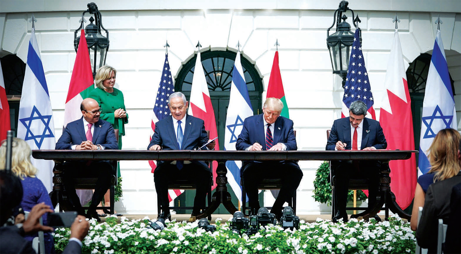 "خلال مراسم توقيع معاهدات السلام في واشنطن | أرشيفية"