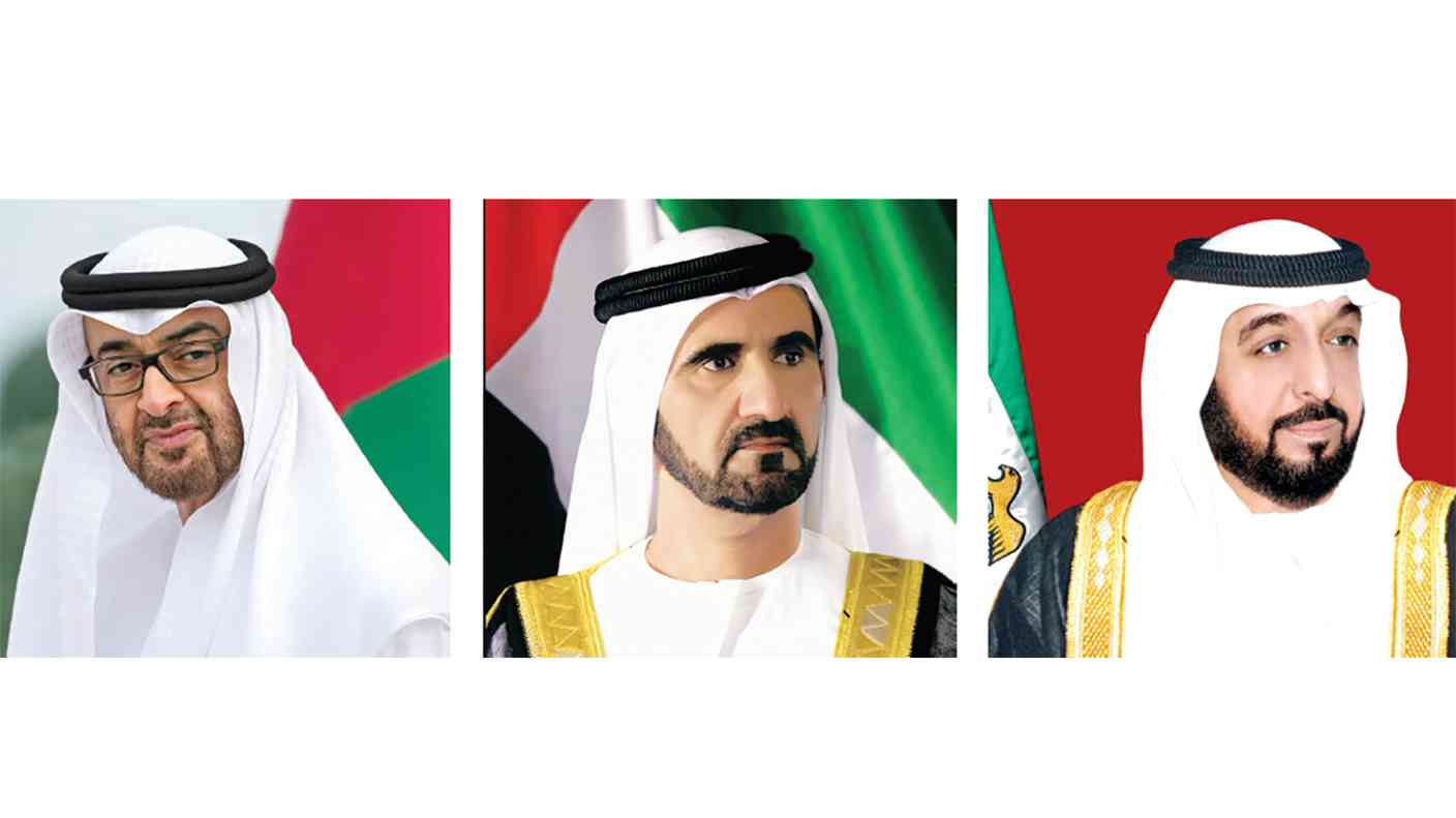 خليفة ومحمد بن راشد ومحمد بن زايد يتلقون برقيات تهنئة من الملوك والقادة بالعام الجديد