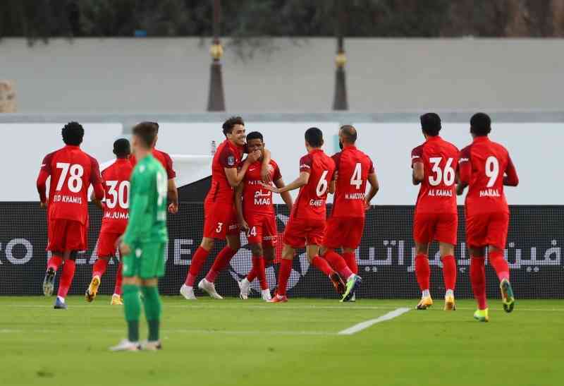 "فرحة شباب الأهلي بالفوز على خورفكان برباعية | تصوير : زيشان أحمد"