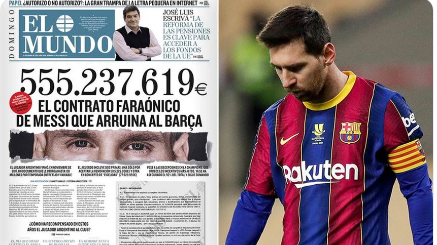 ميسي سيقاضي المسؤولين عن تسريب تفاصيل عقده مع برشلونة