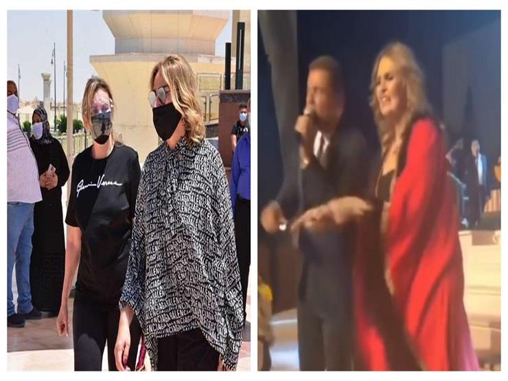 يسرا ترقص مع عمرو دياب بعد ساعات من انهيارها بجنازة سميرغانم
