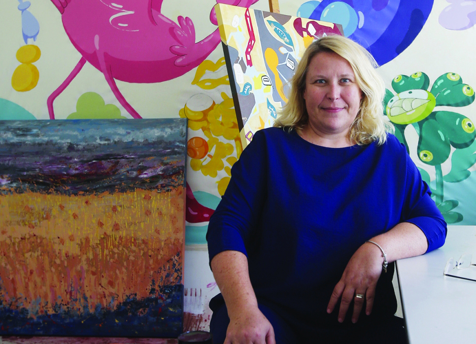 "Lisa Ball-Lechgar, poses during a tour of Tashkeel Art Gallery in Dubai. September 07, 2021. photo by Xavier Wilson"