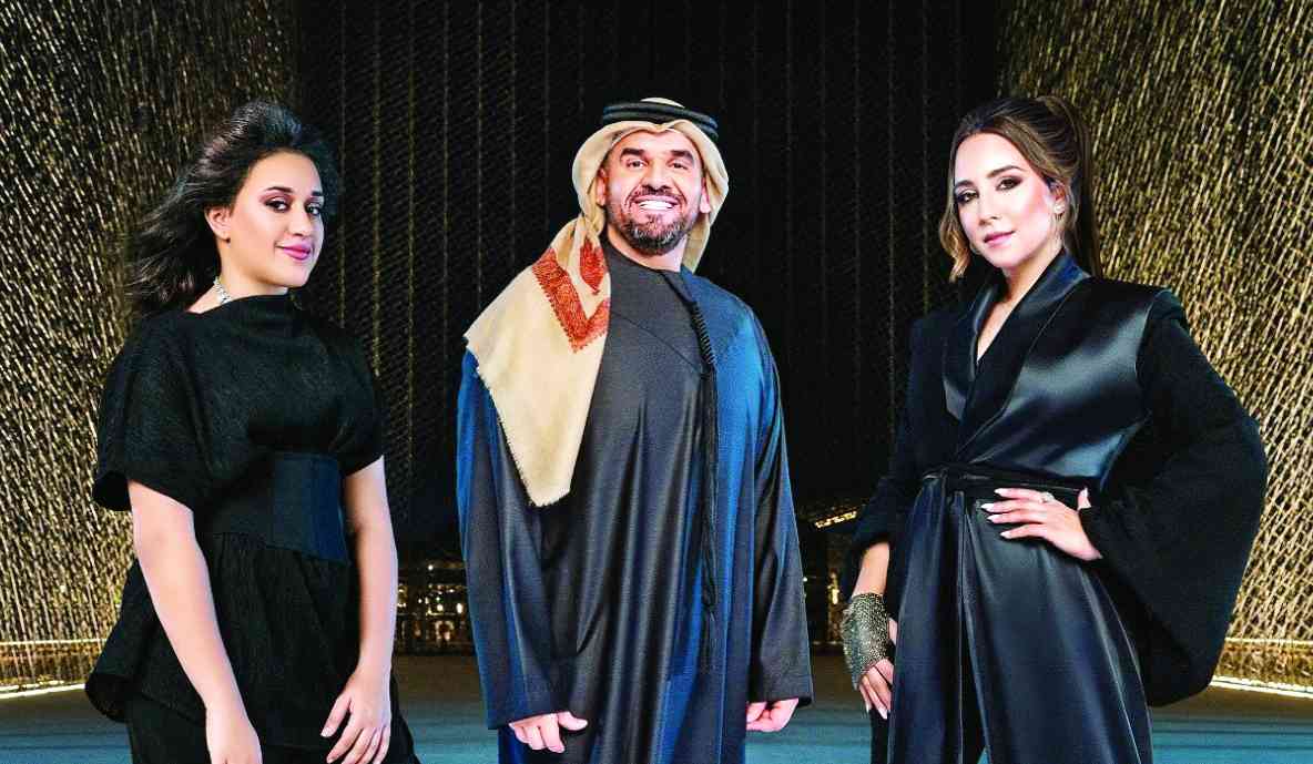 "» حسين الجسمي وألماس وميساء قرعة خلال تصوير الفيديو كليب | البيان"