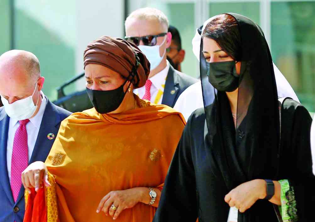 "» ريم الهاشمي وأمينة محمد خلال الاحتفال | تصوير: زافير ويلسون"