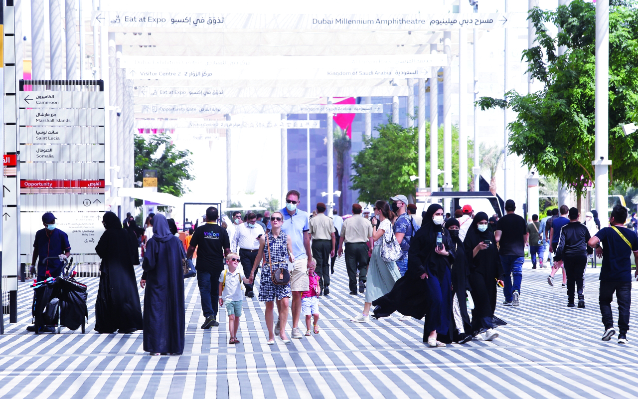 "جانب من توافد الزوار لحضور فعاليات «إكسبو 2020 دبي» | تصوير: غلام كاركر"