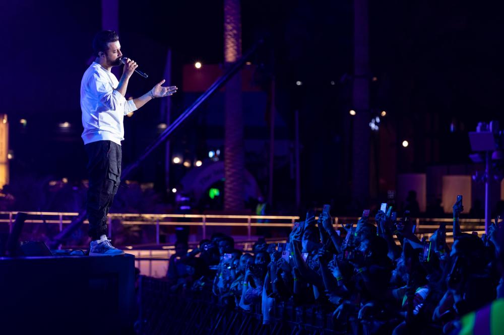 "DUBAI, 17 November 2021. Pakistan singer Atif Aslam performs at Jubilee Stage, Expo 2020 Dubai. (Photo by Christophe Viseux/Expo 2020 Dubai)"