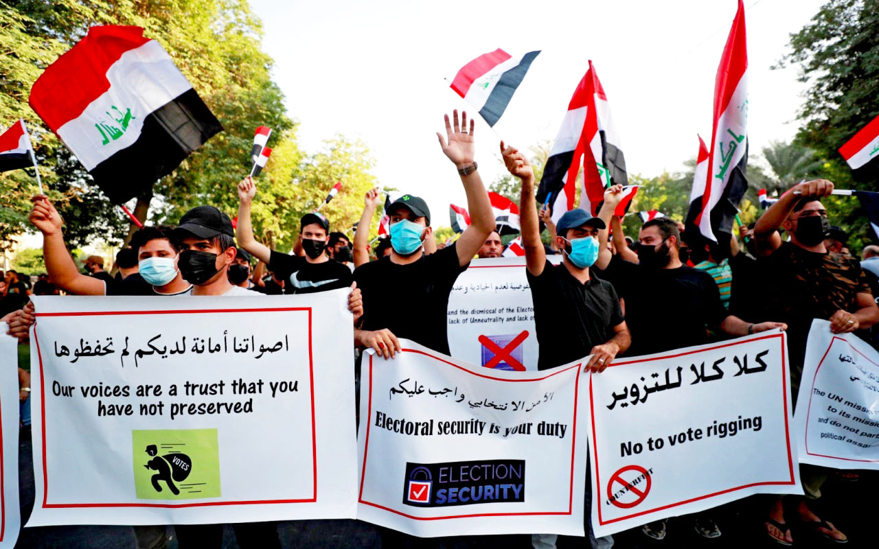 أنصار خاسري الانتخابات يتظاهرون وسط بغداد
