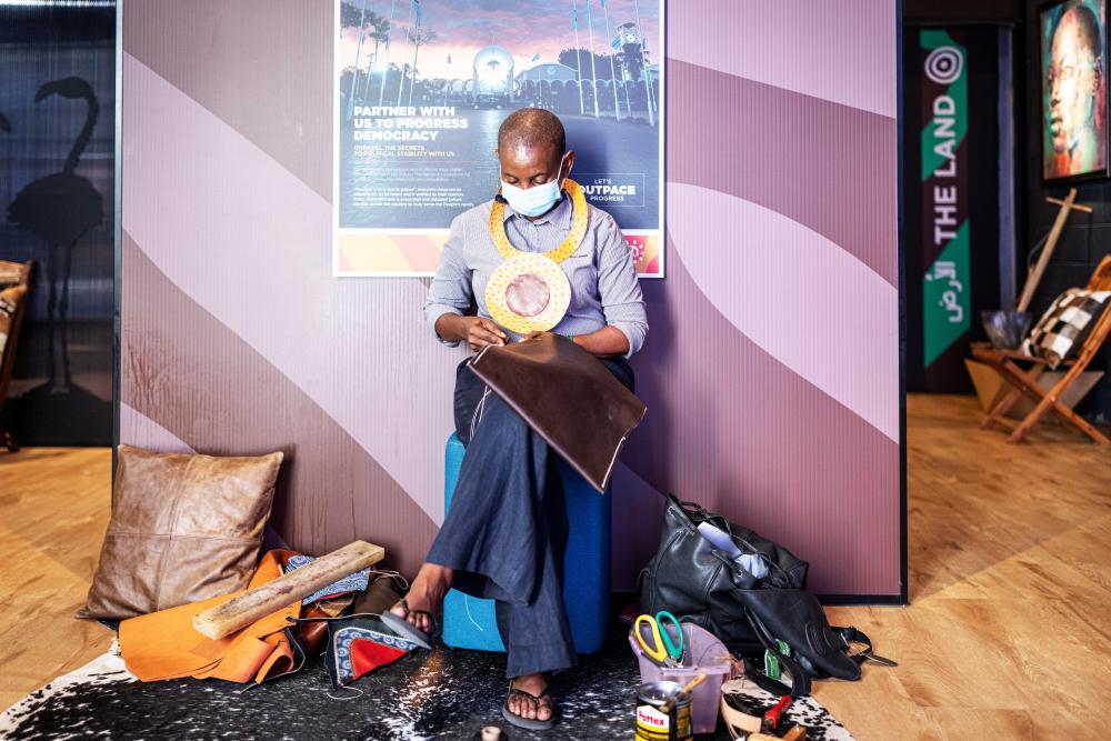 "DUBAI, 23 December 2021. Botswana Arts and Crafts Open Day at Botswana Pavilion, Expo 2020 Dubai. (Photo by Walaa Alshaer/Expo 2020 Dubai)"