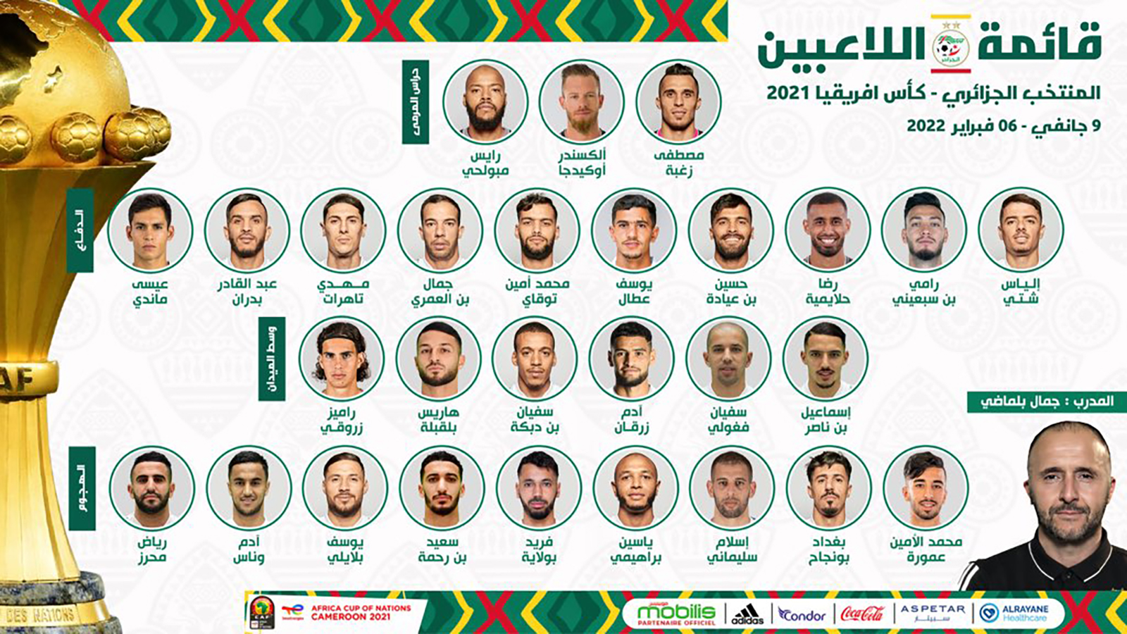 تشكيلة نارية للمنتخب الجزائري في كأس أمم إفريقيا