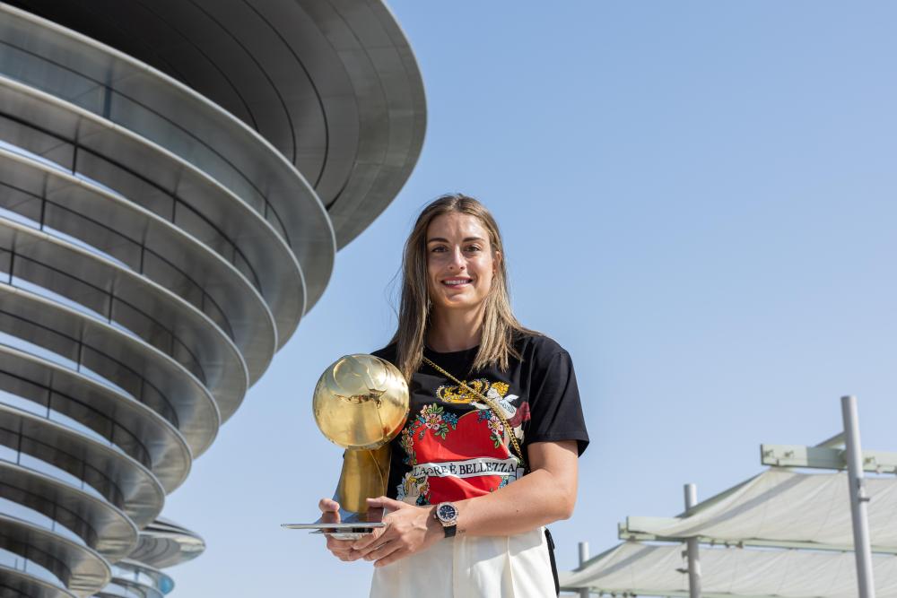 "DUBAI, 30 December 2021. Alexia Putellas, FC Barcelona at Alif - The Mobility Pavilion, Expo 2020 Dubai. (Photo by Christophe Viseux/Expo 2020 Dubai)"