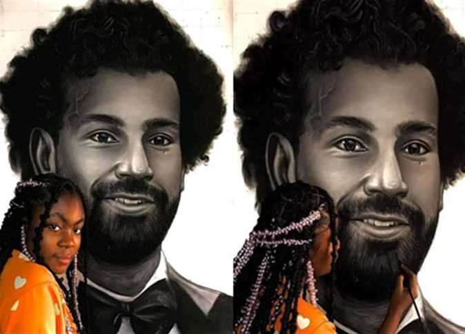 فتاة كاميرونية تبدع في رسم صورة لمحمد صلاح