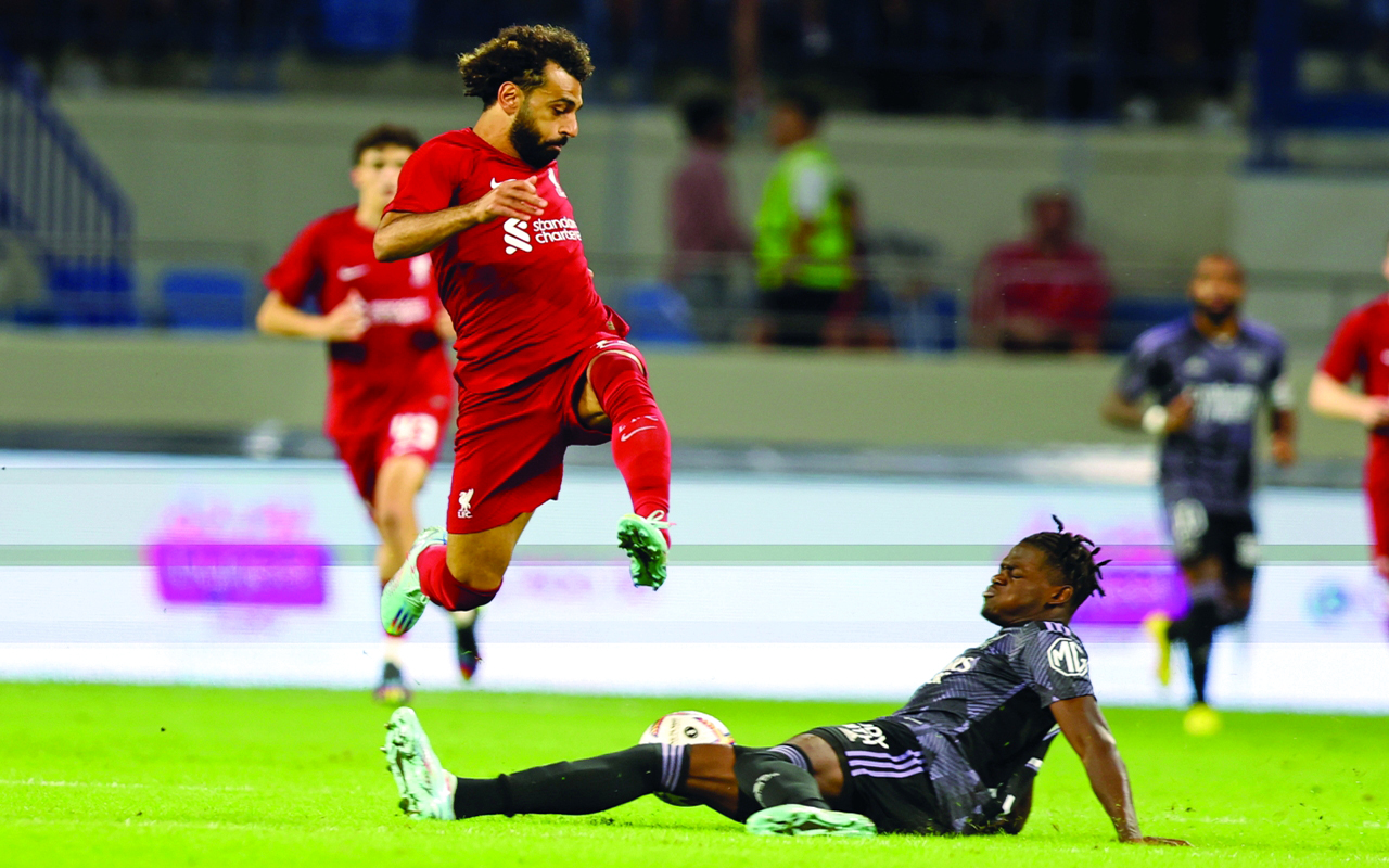 "محمد صلاح خلال لقاء ليفربول وليون | تصوير: سالم خميس"