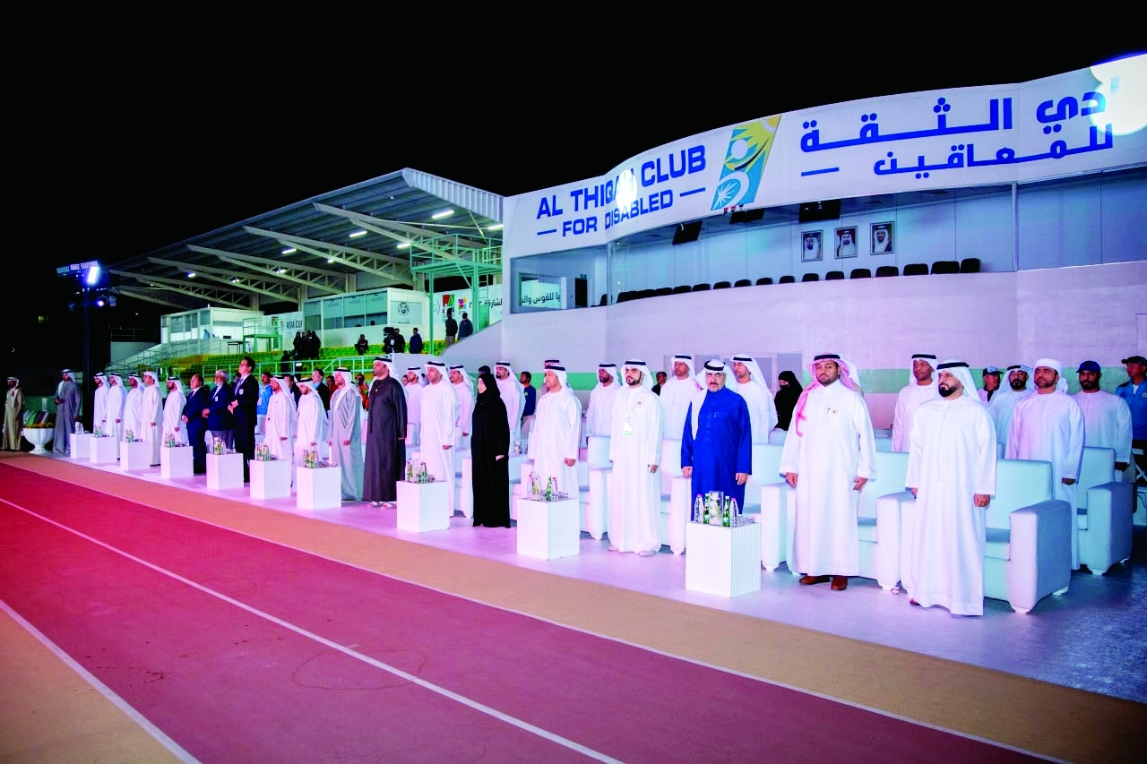 "محمد بن حميد القاسمي خلال حفل الافتتاح بحضور سعيد الكعبي ومسؤولين | البيان"