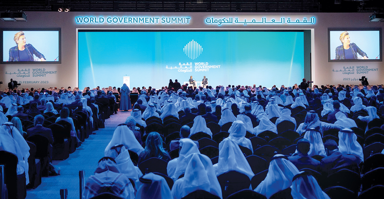 "مختار ديوب مخاطباً قادة الدول والحكومات ضمن أعمال القمة العالمية للحكومات 2023"
