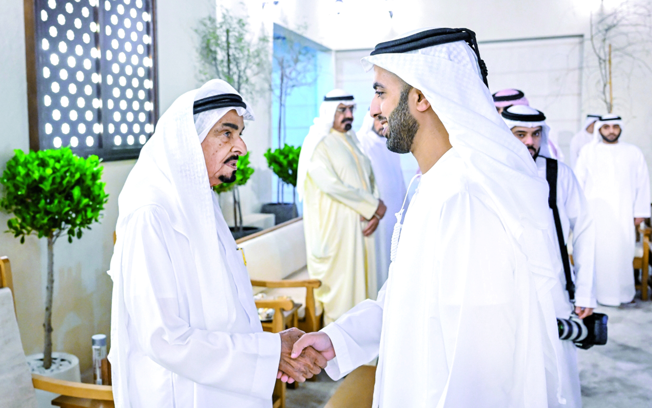 "حميد النعيمي خلال استقبال محمد بن سعود"