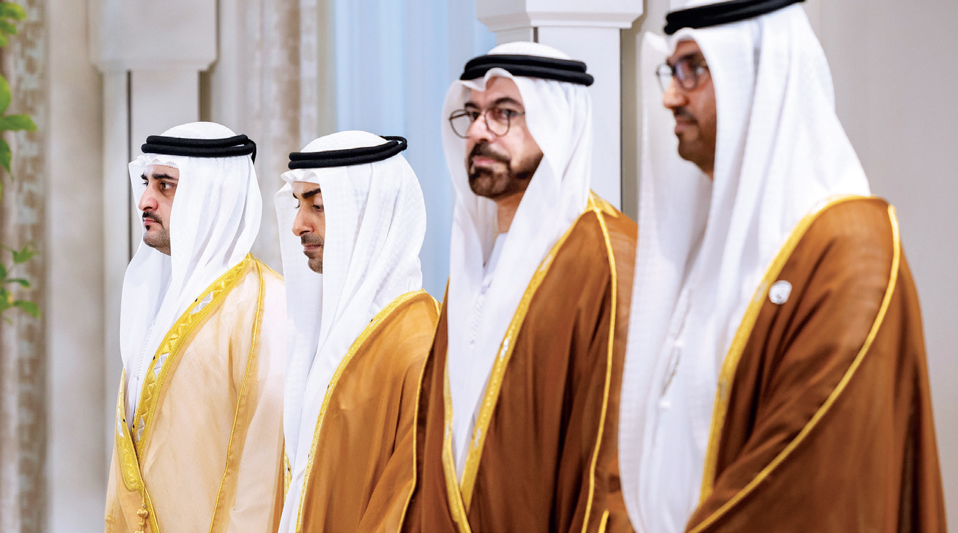 "مكتوم بن محمد وحمدان بن محمد بن زايد ومحمد القرقاوي وسلطان الجابر"